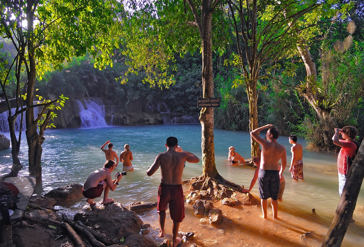 At Khuang Xi waterfall pool