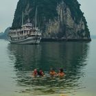 At small beach on a limestone island