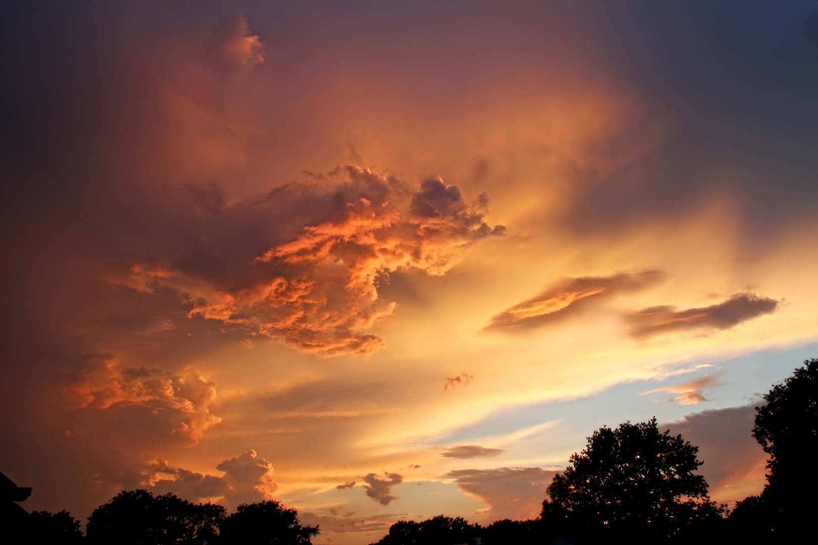 at sunset a storm front comes in