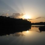 at sunset on the river