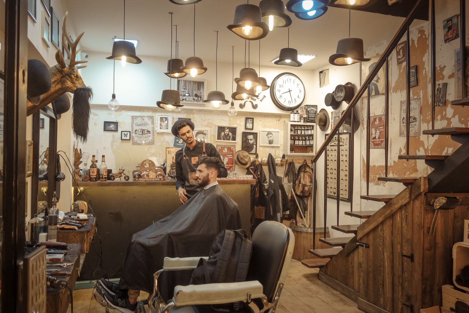 at the barbers shop