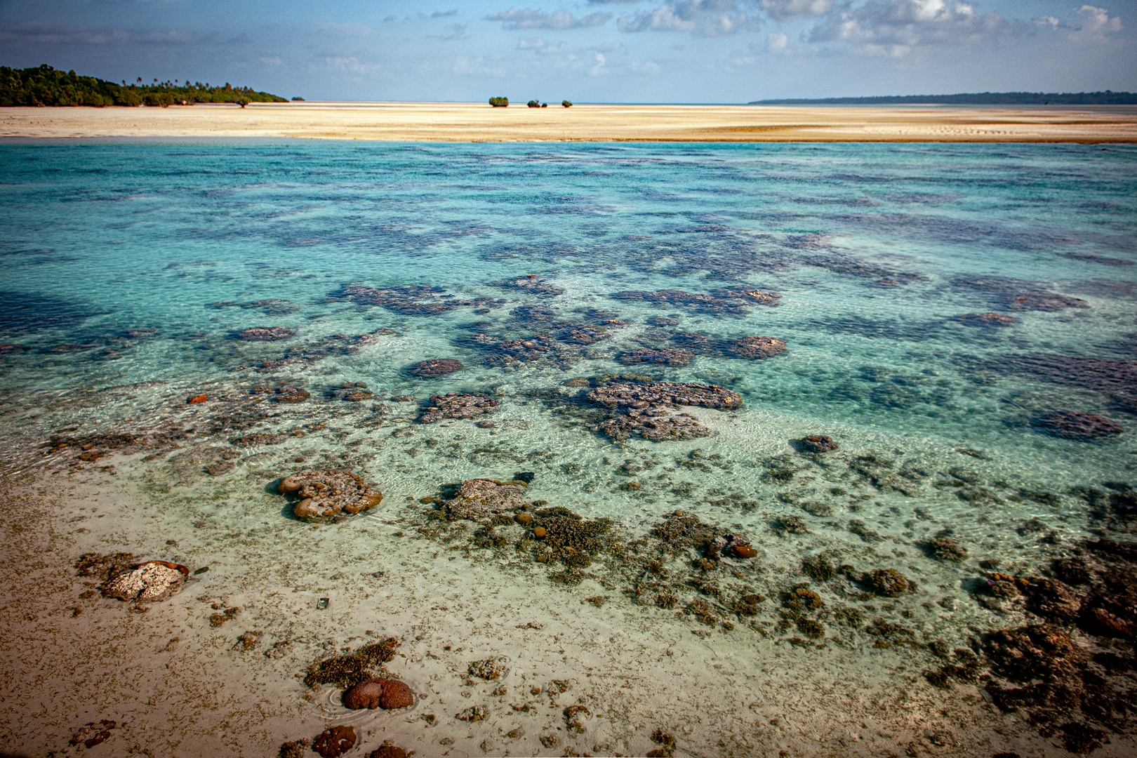 At the beach side during low tide