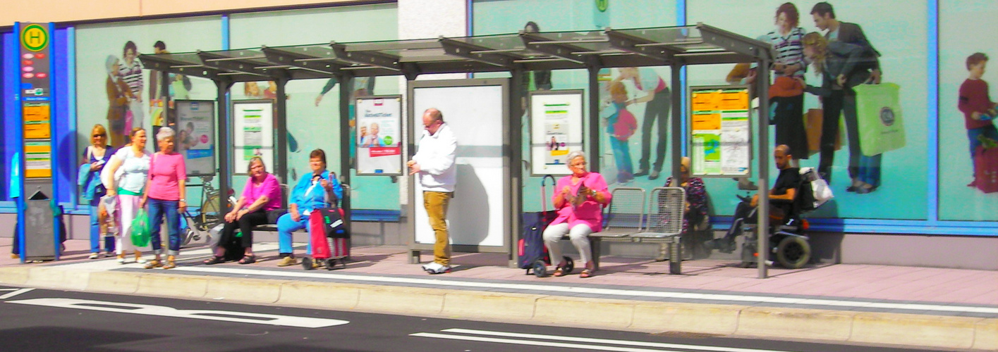 At the bus stop