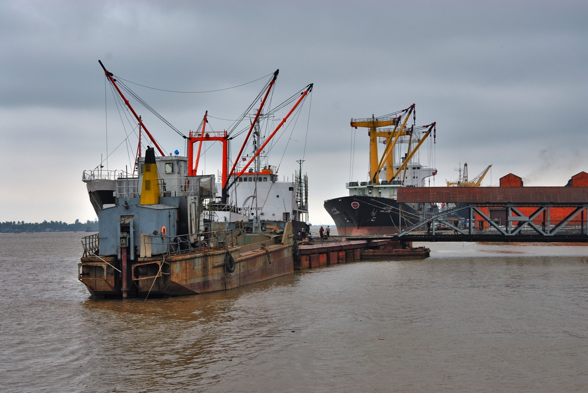 At the pier on Yangon harbor