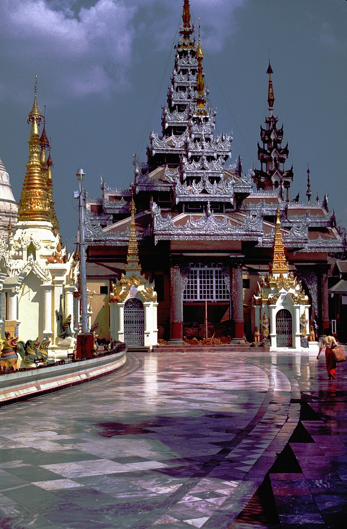 At the Shwedagon Pagoda circle