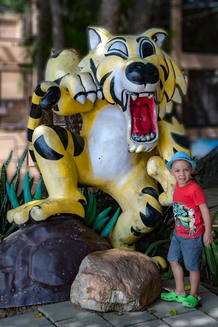 At the zoo entrance in Suphanburi