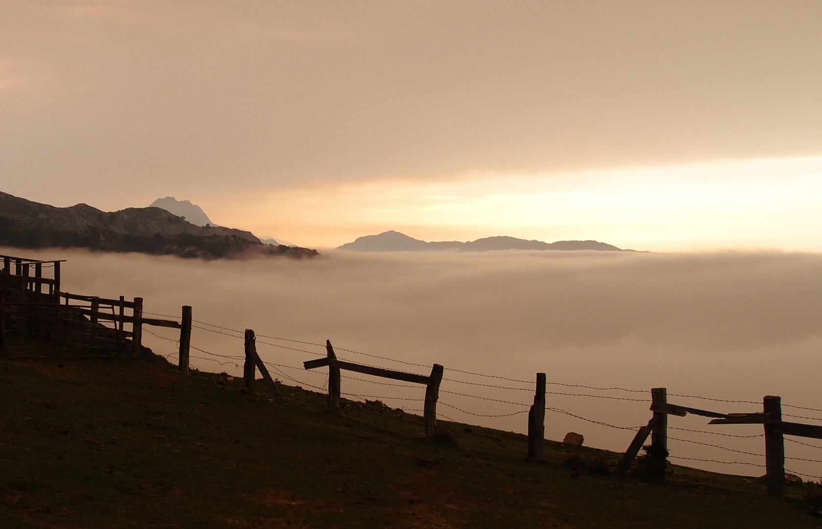 Atardecer con mar de niebla