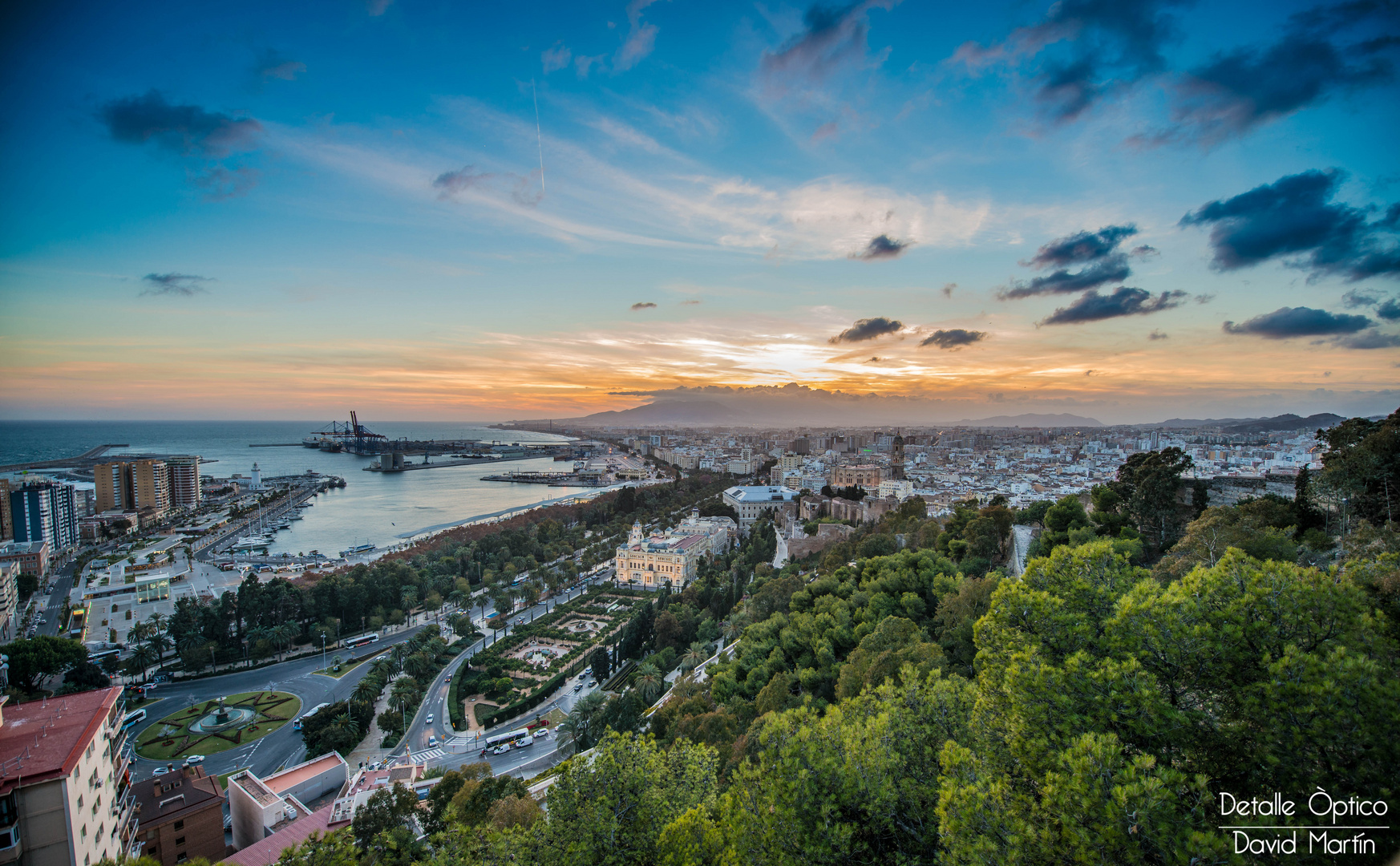 Atardecer desde el mirador gibralfaro, Málaga