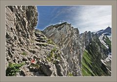 Atemberaubende überhängende Felsen beim Säntis...