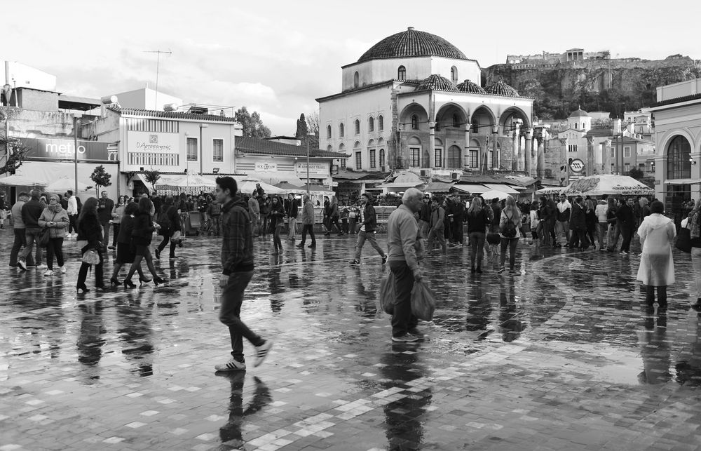 Athen 3 ; der schönste Platz bei Regen