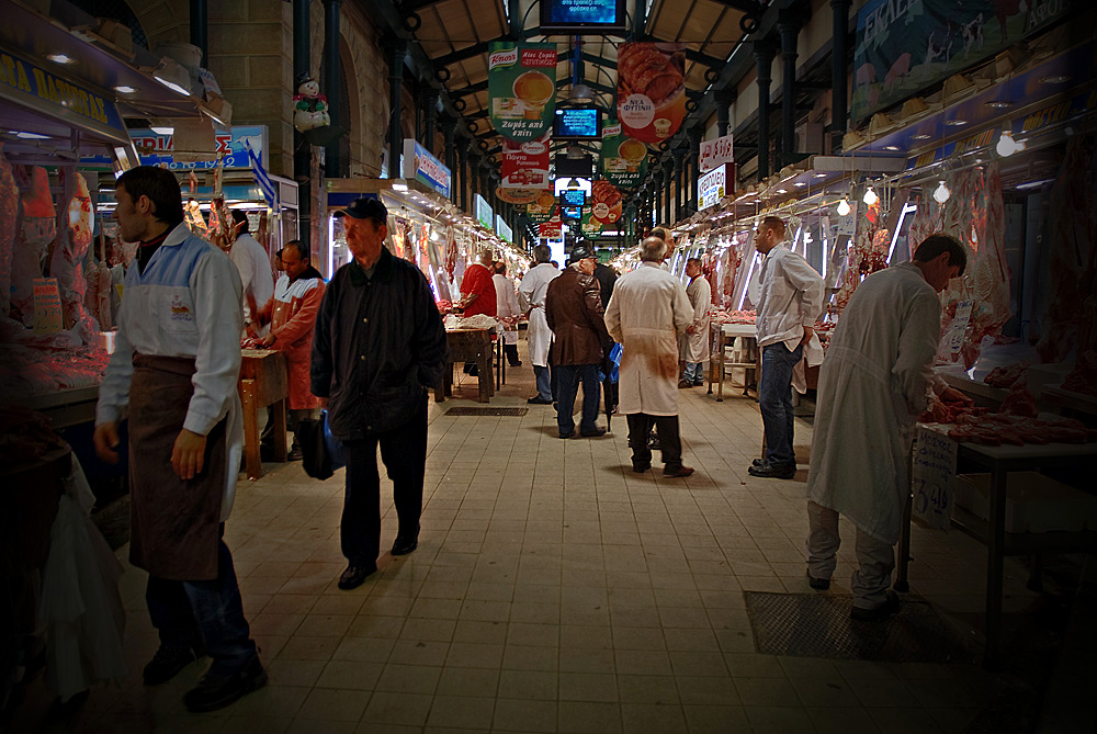 Athen - der tägliche Fleisch-Markt