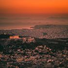 Athènes vue du Mont Lycabette au coucher du soleil