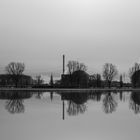 Atomkraftwerk Biblis bei Hochwasser