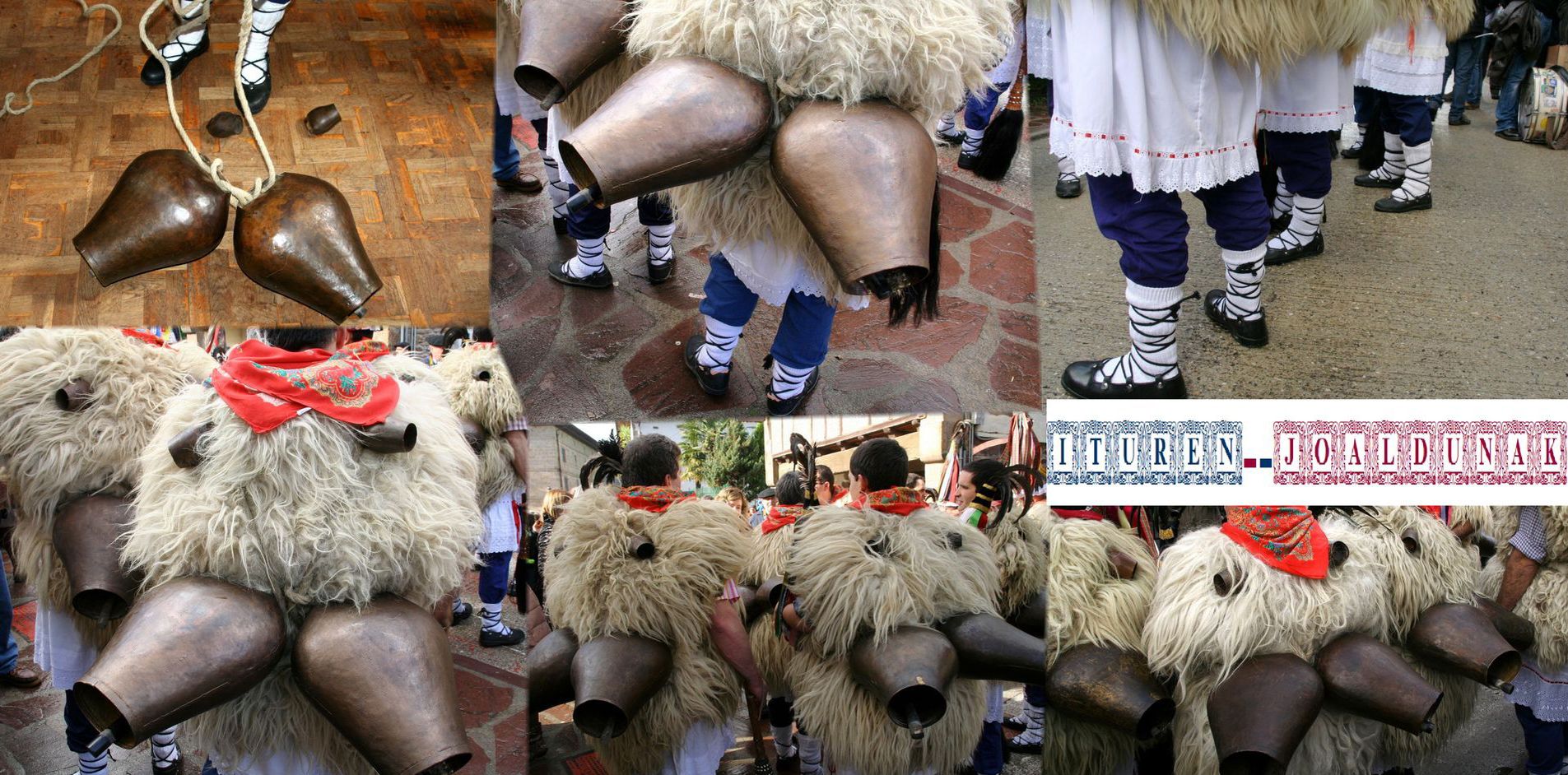 Atuendo tradicional y cencerros de los joaldunak de Ituren (Navarra/Nafarroa) en el Carnaval 2013.