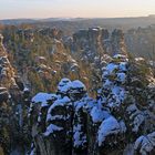 Auch die Felsen im Winterkleid gestern Morgen auf der Bastei