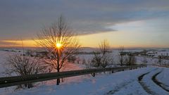 Auch gestern gab es den Sonnenaufgang über Schnee noch ein mal...