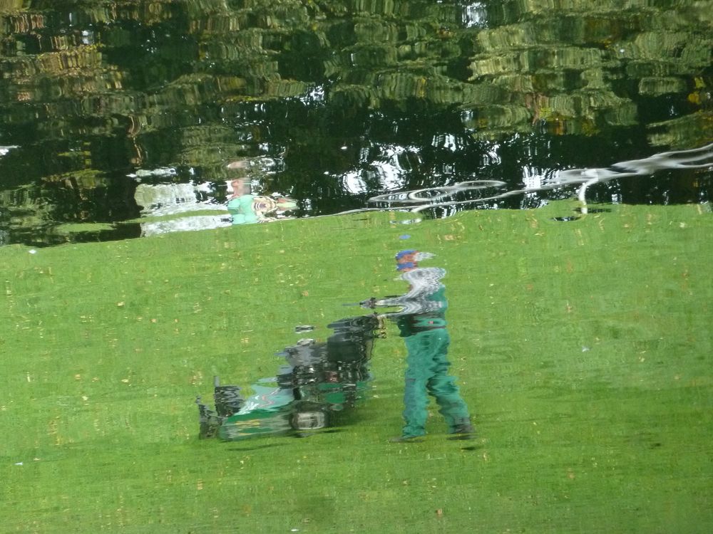 Auch wenn Rasenmähen fast ins Wasser fällt,