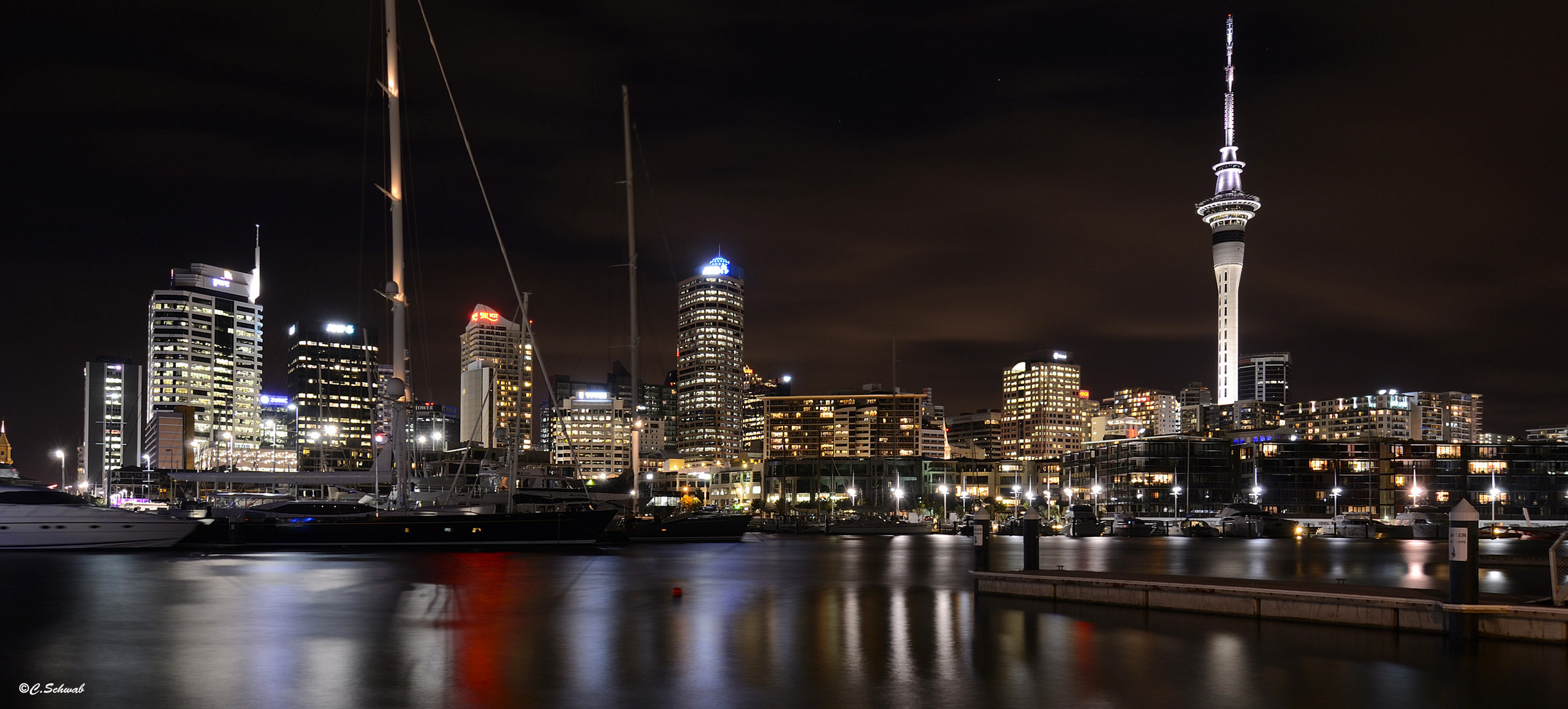 Auckland harbour at night