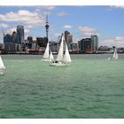 Auckland Skyline von Devenport aus