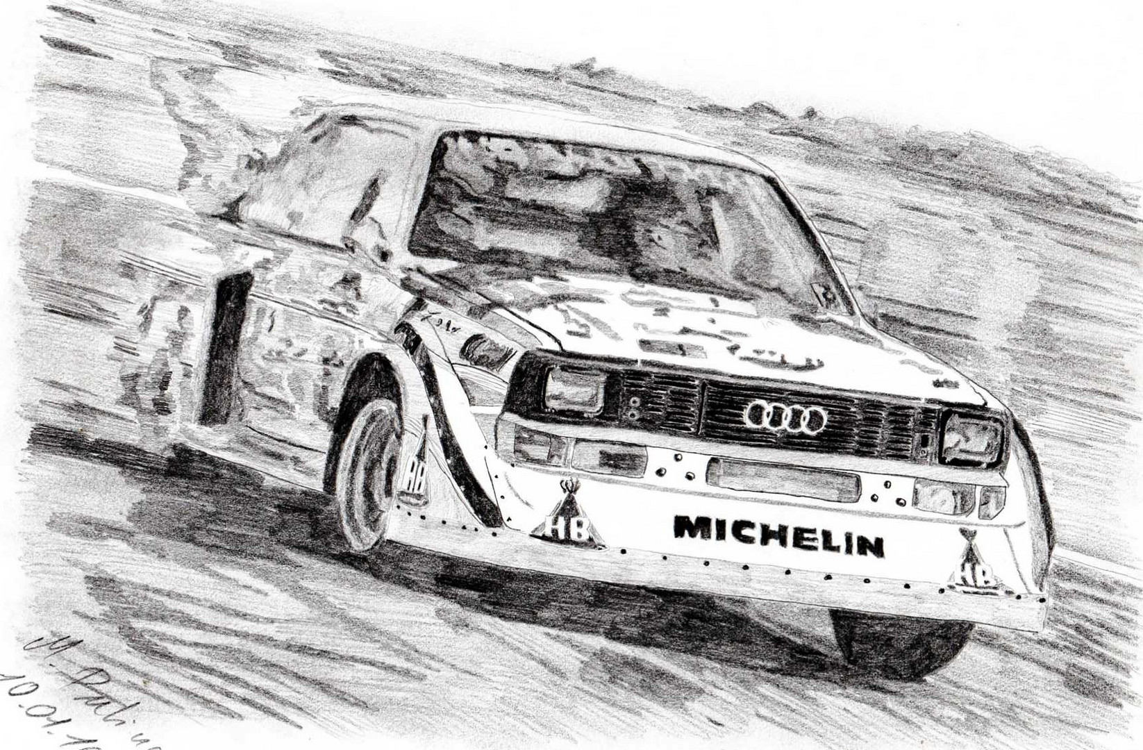 Audi quattro S1 - Bleistiftzeichnung