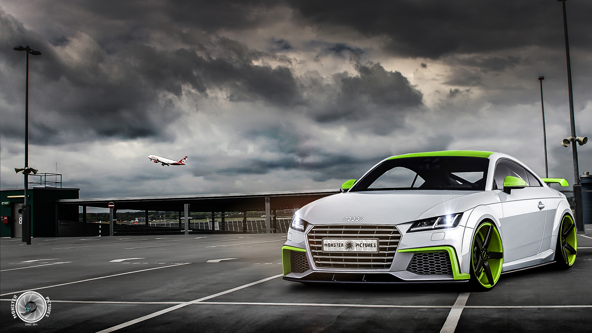 Audi TTS Coupe (2015) with Vossen Wheels by Monster Pictures. Hintergrund Parkhaus Düsseldorf Airpor