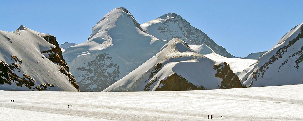 Auf dem Breithorngletscher in 3800 m Höhe