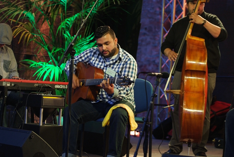 Auf dem Django-Reinhardt-Festival auf Gut Steuerwald in Hildesheim am 10.07.2015