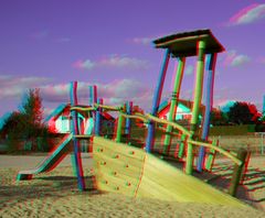 Auf dem Spielplatz 1 (Farbanaglyphe rot/cyan)