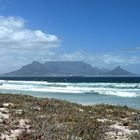 Auf dem Weg nach Langebaan,Blick zurück auf Kapstadt und den Tafelberg.