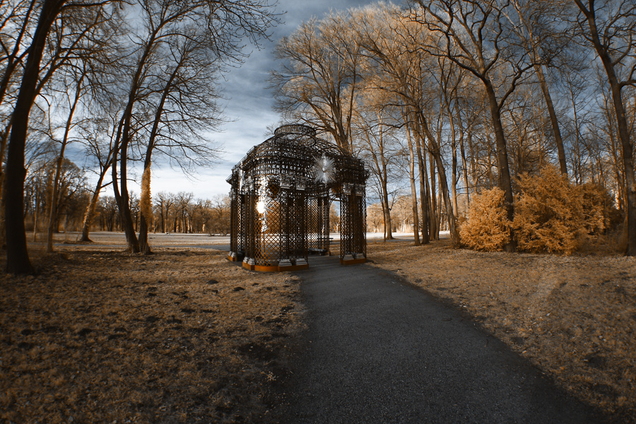 Auf dem Weg zum Gitterpavillon