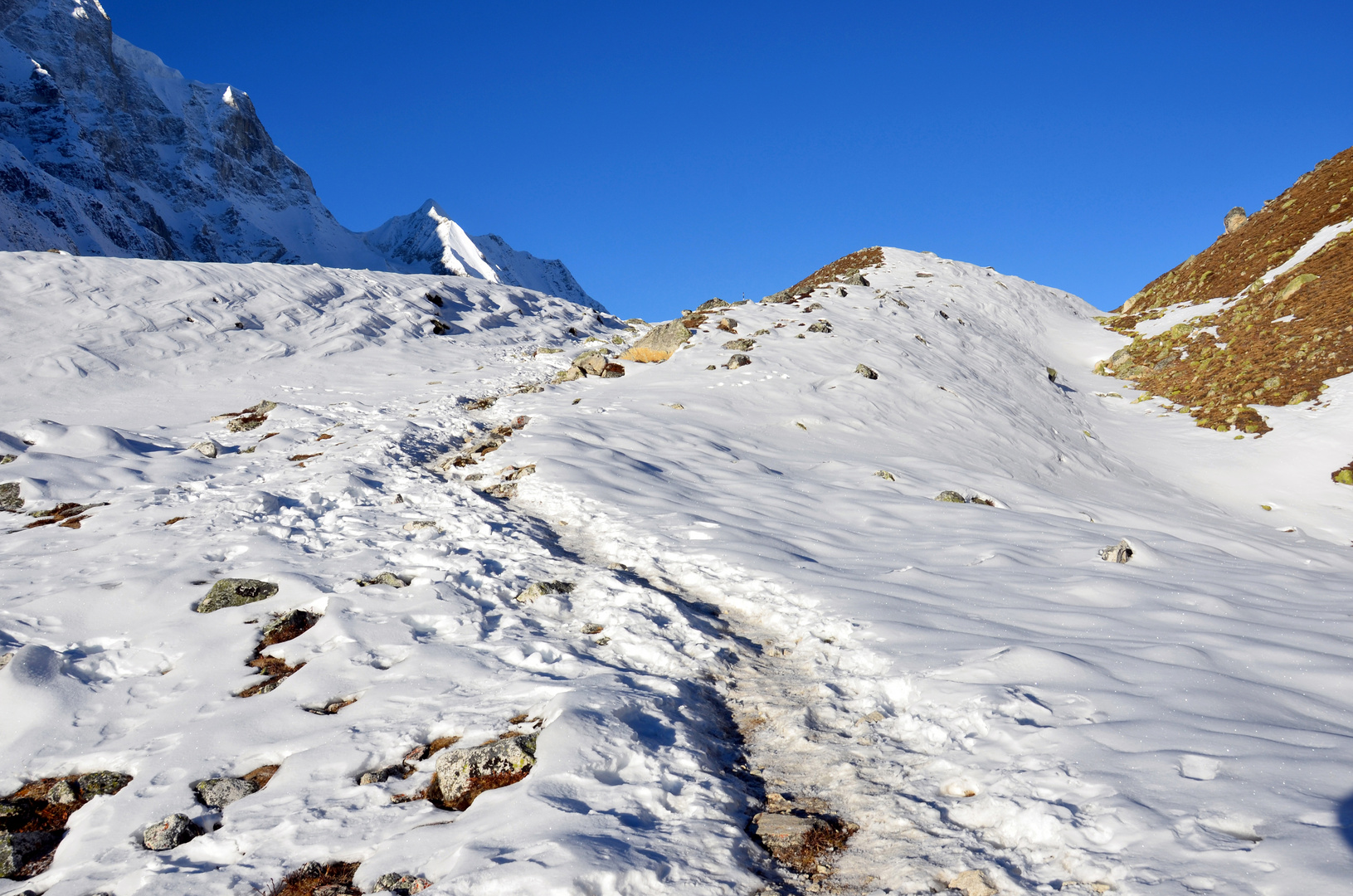 Auf dem Weg zum Larke Pass in 4800 Meter Höhe