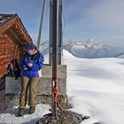 Auf der 3899m hohen Gobba de Rollin  an einem der Enden des Breithornplateaus...