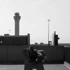 Auf der Bank Schlafender am Newark Airport