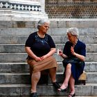 Auf der Domtreppe in Siena/Italien