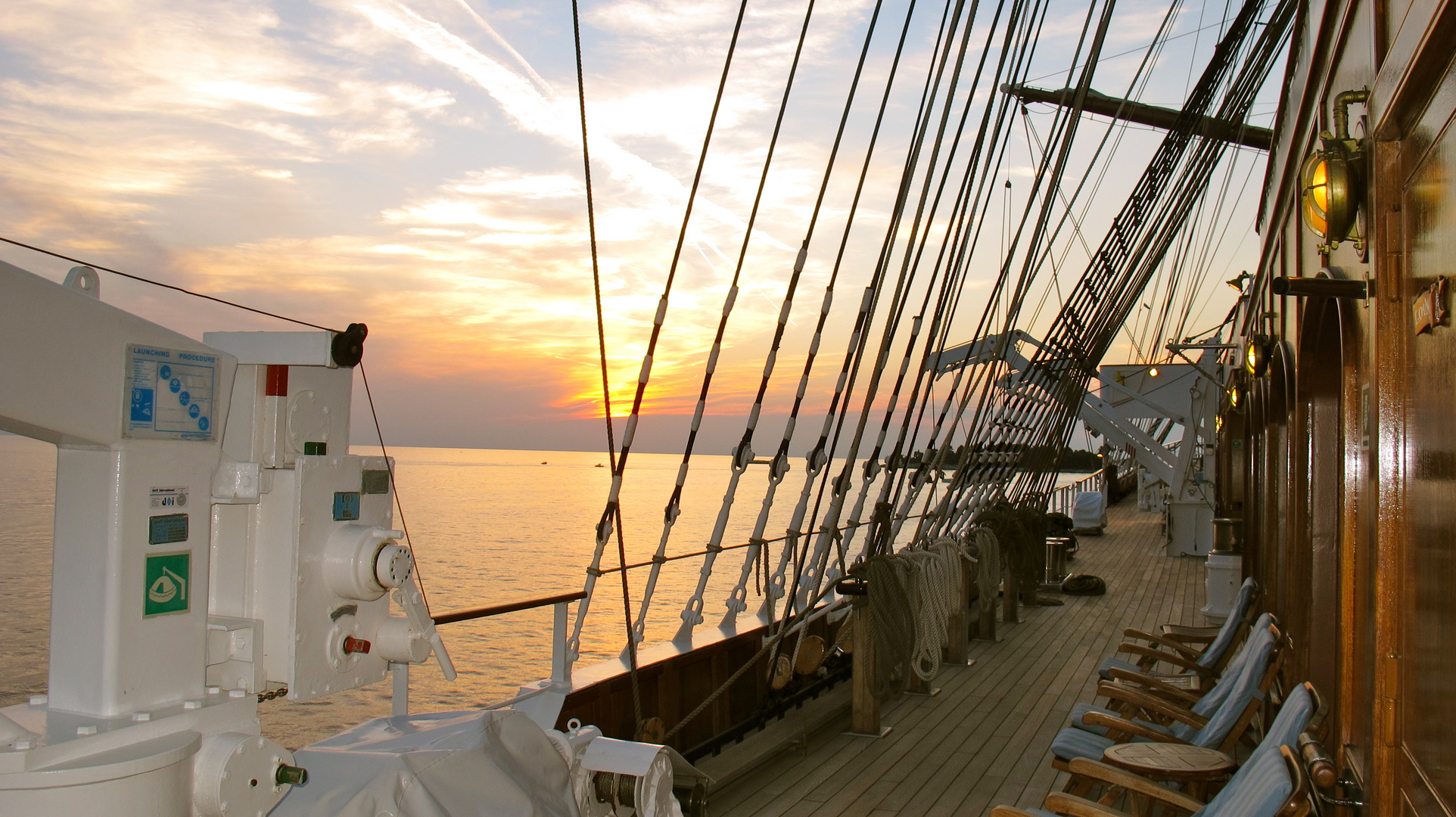 Auf der Sea Cloud 2 bricht der Abend an