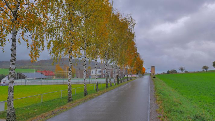 auf der Straße am Sportplatz