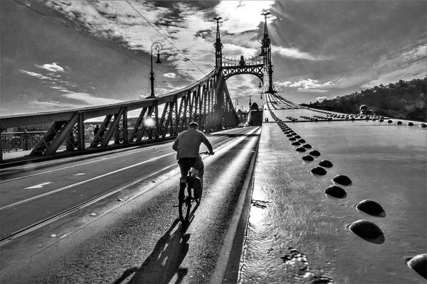 Auf der Szabadsaghid (Freiheitsbrücke) in Budapest