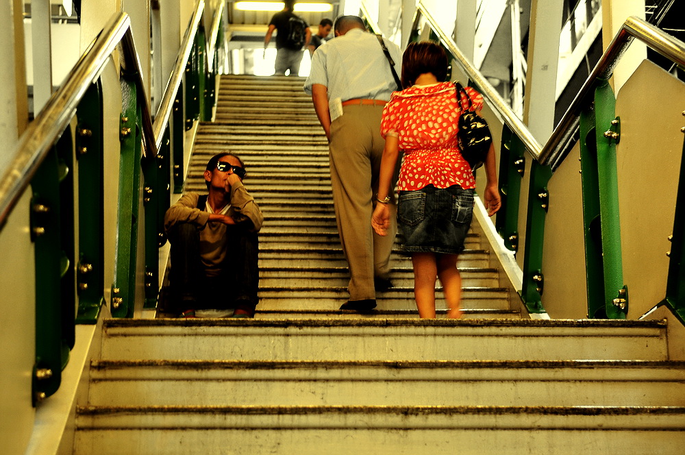 Auf der Treppe