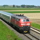 Auf der "Unteren Allgäubahn" fährt der IC Nebelhorn bei Lindenberg gen Oberstdorf 27.5.2023