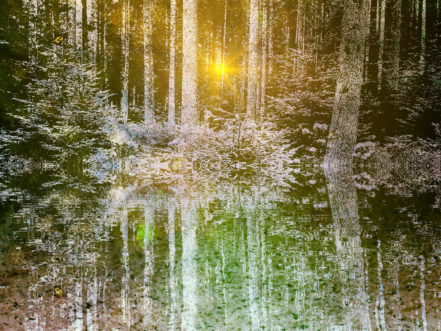 Auf der Wanderung ein Waldlicht