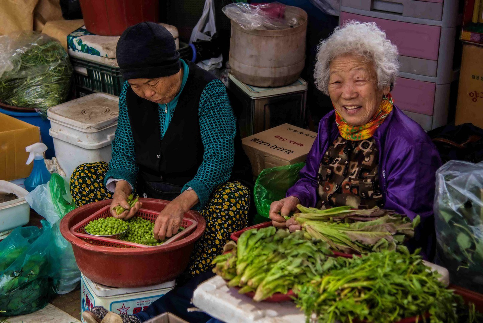 Auf einem Markt in Seoul