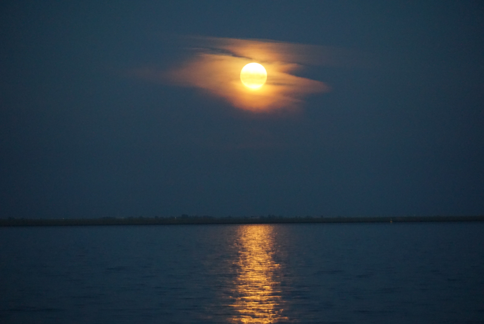 aufgehender Mond über dem westfrisischen Wattenmeer