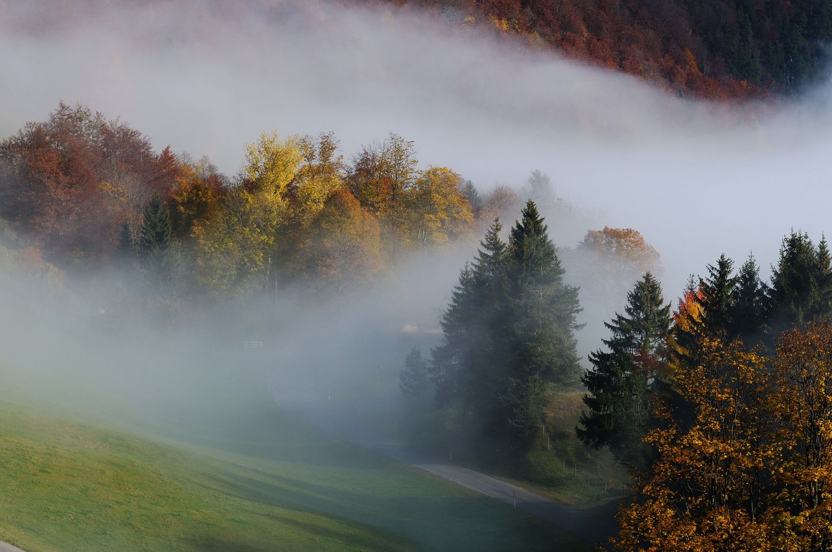 Aufkommender Nebel am Scheltenpass