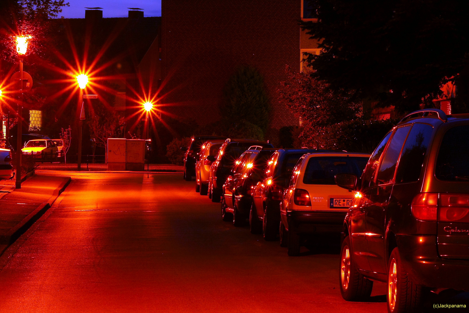 Aufnahme der Straße am späten Abend