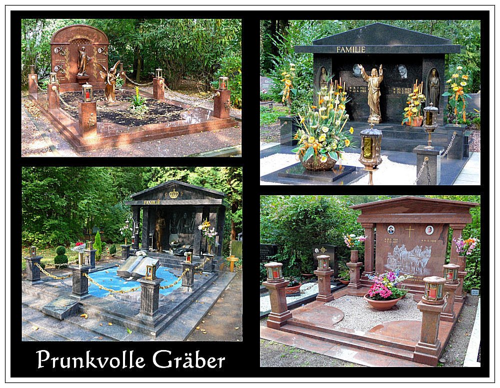 Aufwändige Grabanlagen auf einem Kölner Friedhof