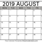 August 2019 Printable Calendar