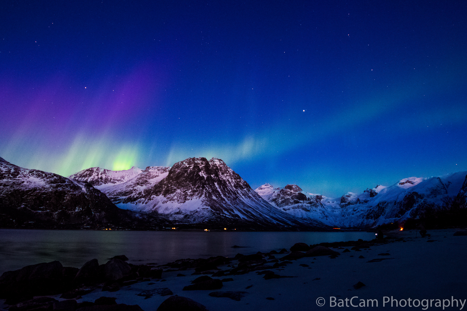 Aurora dancing at the sunset