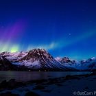 Aurora dancing at the sunset