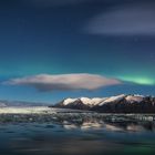 Aurora über der Gletscherlagune
