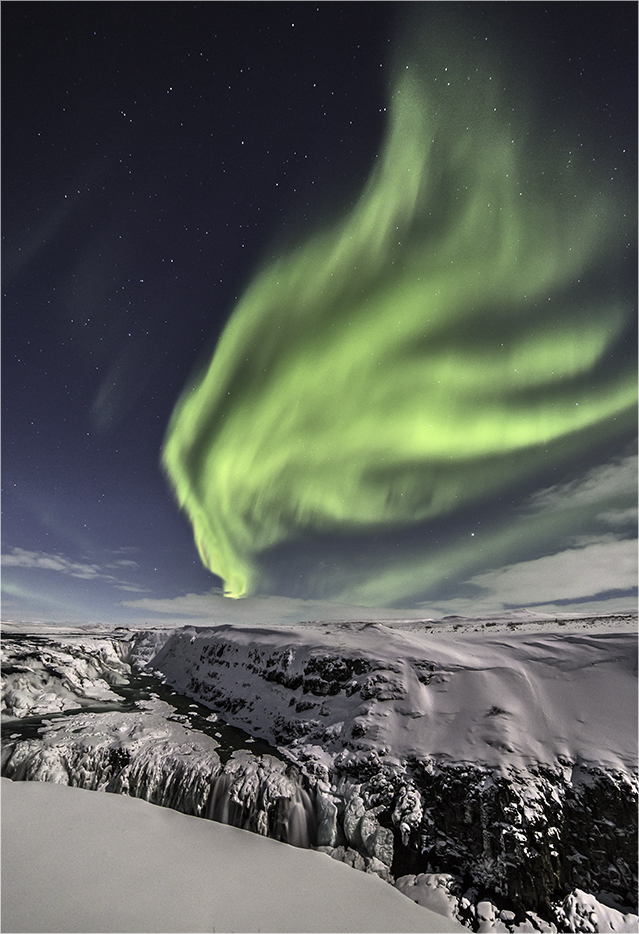 Aurora über Gullfoss